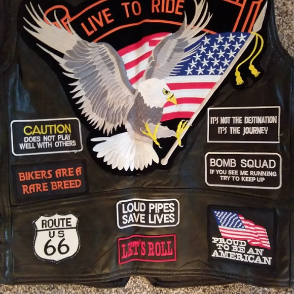 S Buffalo Leather Motorcycle Vest Biker Harley Davidson Rider Black Coat EUC - Picture 8 of 9